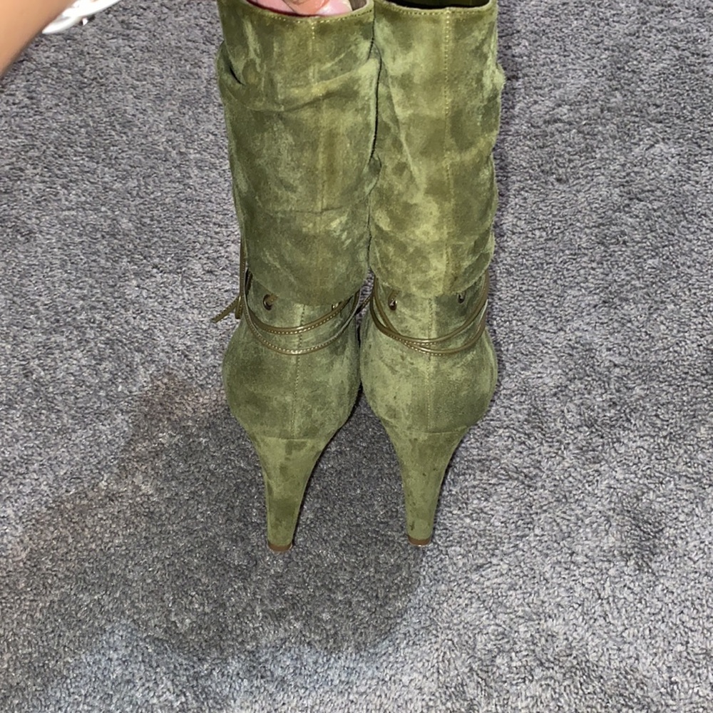 Green Suede Booties - image 5